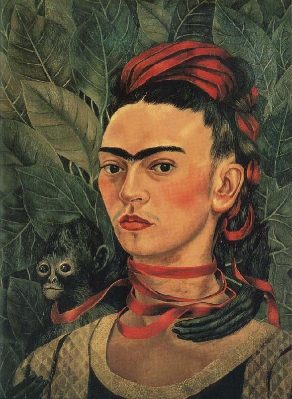 Frida Kahlo The self-Portrait of artist with monkey